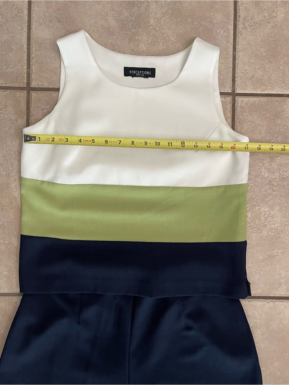 VTG Perceptions Lime Green, Navy, & White Three-Piece Pant Suit, Size 12P - Picture 10 of 16